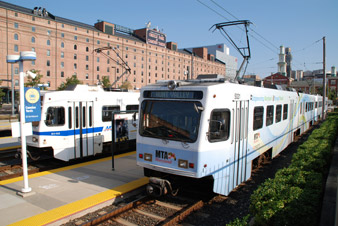 Light Rail at Camden Yards with Hilton background